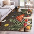 thumbnail image 1 of Spring Mushrooms Area Rugs 3'x5', Washable Small Throw Rugs for Living Room Bedroom, Farmhouse Pastoral Botanical Brown Wood Indoor Outdoor Rug Non-Slip Low Pile Carpet Runner Reversible Floor Mats, 1 of 8