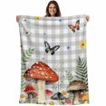 thumbnail image 1 of Spring Mushrooms Blanket Soft Cozy Warm Throw Blanket for Couch, Plush Fuzzy Flannel Fleece Blankets for Sofa, Farmhouse Pastoral Botanical Gray Plaid Bed Blankets Lightweight Gifts for Men, 50"x80", 1 of 9