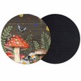 thumbnail image 1 of Spring Mushrooms Coasters Set of 2, Absorbent Coasters for Drinks, Farmhouse Pastoral Botanical Brown Wood Coaster for Desk Coffee Table Protection, Home Decor House Warming Gifts 4", 1 of 8