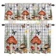thumbnail image 1 of Spring Mushrooms Kitchen Curtains Sets for Windows 36 Inch Length, Farmhouse Pastoral Botanical Gray Plaid Rod Pocket Window Treatments Tier Curtains and Valances Set for Bedroom/Bathroom, 1 of 8