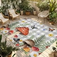 thumbnail image 1 of Spring Mushrooms Outdoor Rug for Patio/Deck/Porch, Non-Slip Large Area Rug 5 x 7 Ft, Farmhouse Pastoral Botanical Gray Plaid Indoor Outdoor Rugs Washable Area Rugs, Camping Rug Carpet Runner, 1 of 8