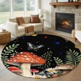 thumbnail image 1 of Spring Mushrooms Round Area Rug 6Ft Washable Circle Rugs for Bathroom Office, Farmhouse Pastoral Botanical Stars Rustic Non-Slip Carpet Floor Mats Indoor Outdoor Carpet Runner Aesthetic Home Decor, 1 of 8