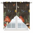 thumbnail image 1 of Spring Mushrooms Swag Valances for Windows 2 Pack, Kitchen Window Curtains 36 Inch Length, Farmhouse Pastoral Botanical Brown Wood Privacy Swag Curtains for Living Room/Bathroom 36"x36", 1 of 8