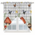 thumbnail image 1 of Spring Mushrooms Swag Valances for Windows, Kitchen Window Curtains Over Sink, Farmhouse Pastoral Botanical Gray Plaid Window Treatment Curtains for Living Room/Bedroom Curtains 2 Panel Sets 36"x45", 1 of 8