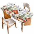 thumbnail image 1 of Spring Mushrooms Table Cloths for 5 Foot Rectangle Tables, Farmhouse Pastoral Botanical Gray Plaid Patio Waterproof Elastic Fitted Tablecloths, Washable Rectangular Table Cover for Camping, 1 of 8