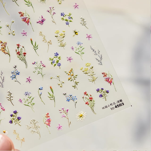 Spring Season Sticker Spring Nail Art Stickers – 5D Self-Adhesive Colorful Floral Nail ...