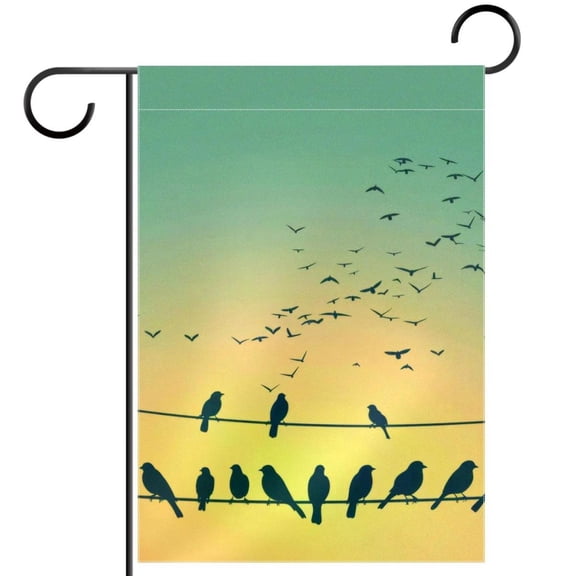 Spring Nature Sparrow Birds Silhouettes Welcome Garden Flags, 12 x 18 Inch Double Sided Outdoor Yard Flags Waterproof For Home Outside Patio Lawn Porch