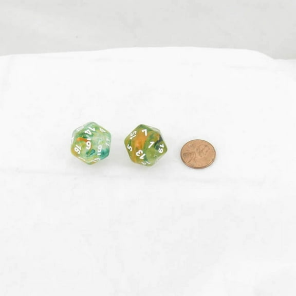 Spring Nebula Luminary Dice with White Numbers 16mm (5/8in) D20 Set of 2 Wondertrail