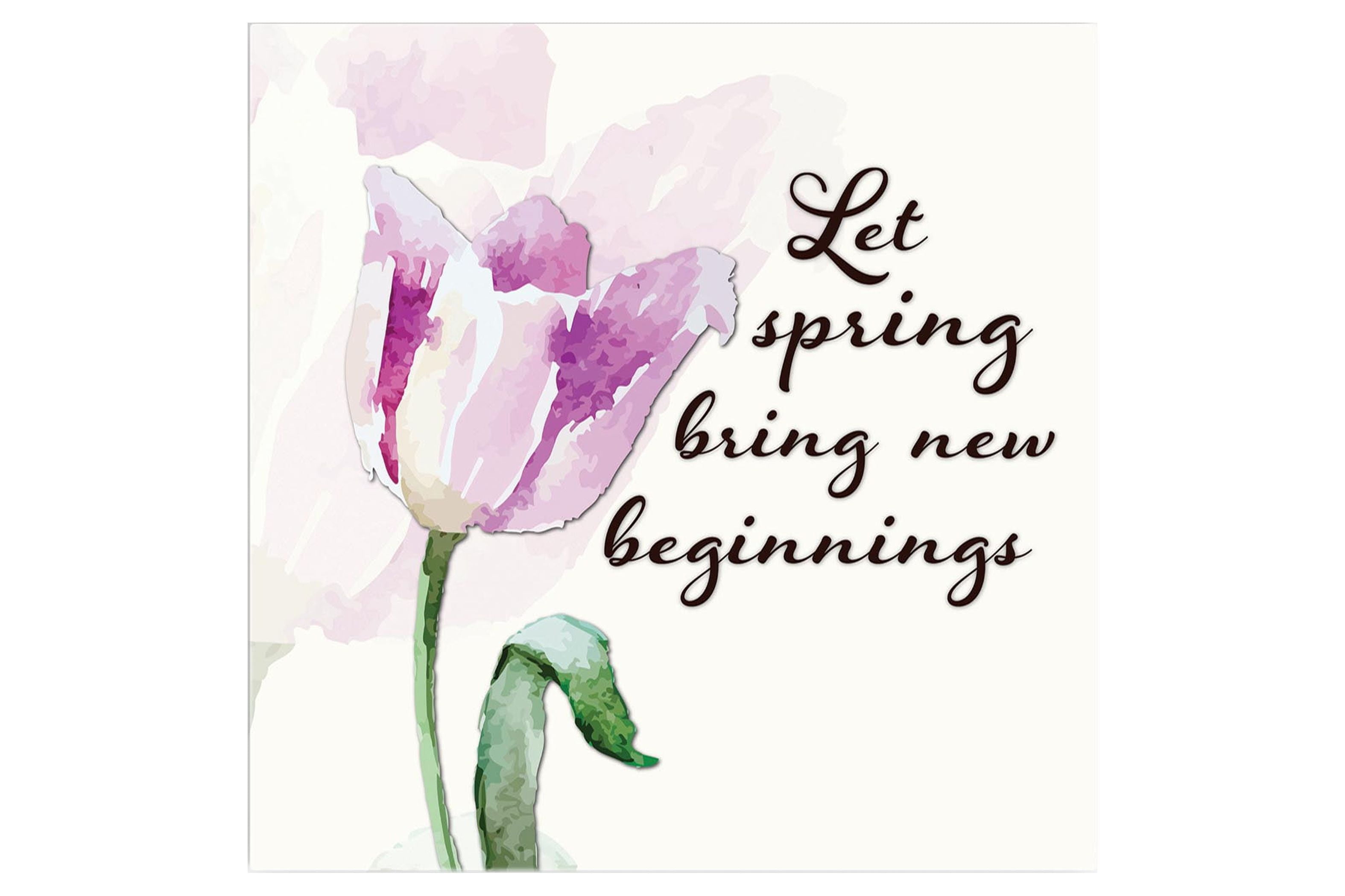 Spring New Beginning Blush Purple Floral 12 x 12 Wood Wall Sign Plaque ...