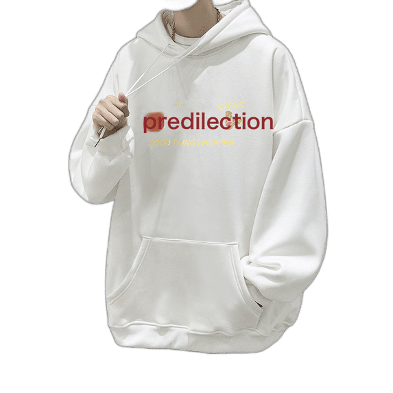 Spring New Hooded Sweatshirt Dark Coffee Color Fleece-Lined Xl