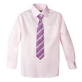 thumbnail image 1 of Spring Notion Big Boys' Cotton Blend Dress Shirt and Tie Set, Marshmallow Pink, 1 of 3