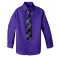 thumbnail image 1 of Spring Notion Big Boys' Cotton Blend Dress Shirt and Tie Set, Purple, 1 of 3