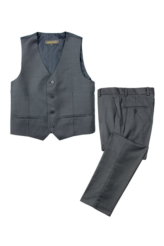 Big Boys' Two Button Suit, Charcoal