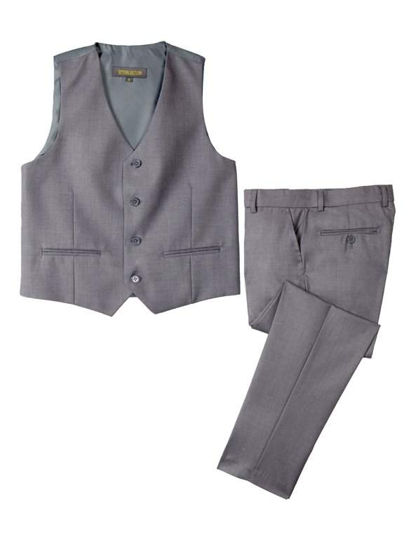 Big Boys' Two Button Suit, Grey