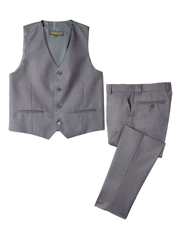 Big Boys' Two Button Suit, Grey