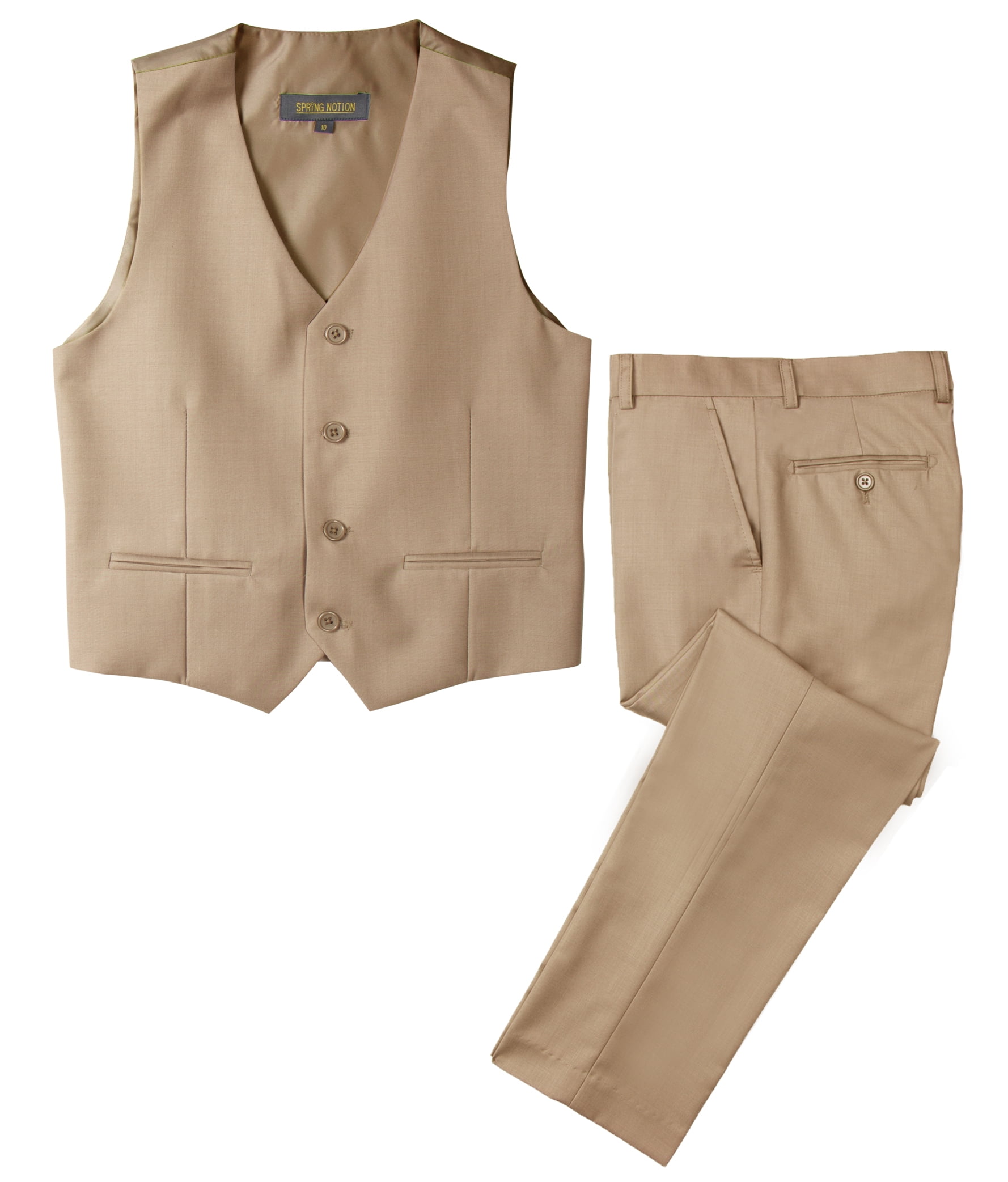 Spring Notion Big Boys Two Button Suit Khaki Walmart