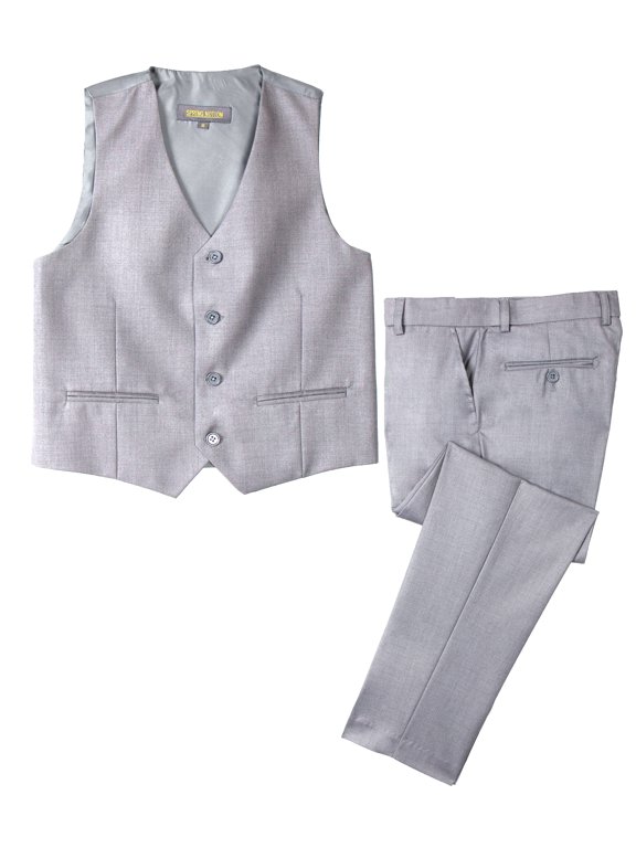 Big Boys' Two Button Suit, Light Grey
