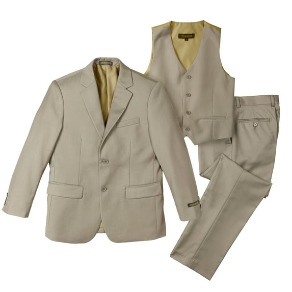 Spring Notion Big Boys' Two-Button Suit Set 10 3-Piece Tan-B