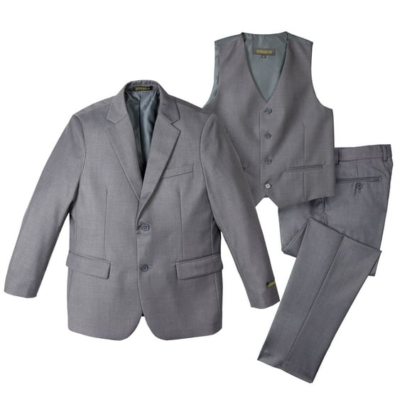 Spring Notion Big Boys' Two-Button Suit Set 18 3-Piece Grey