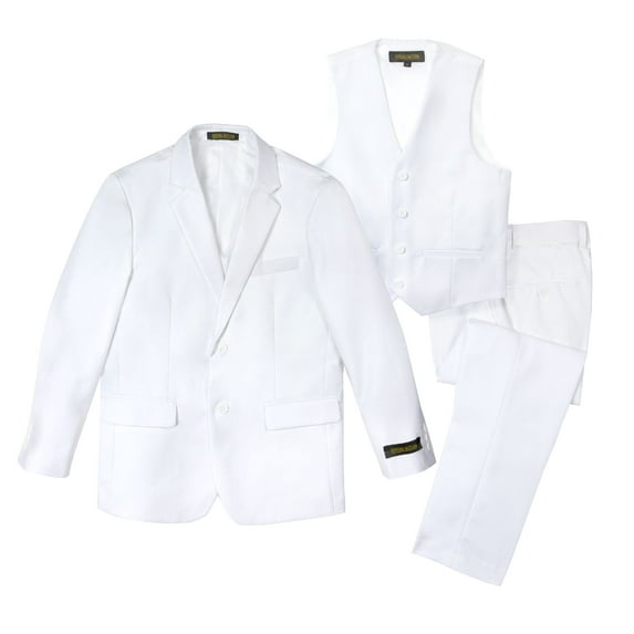 Spring Notion Big Boys' Two-Button Suit Set 18 3-Piece White