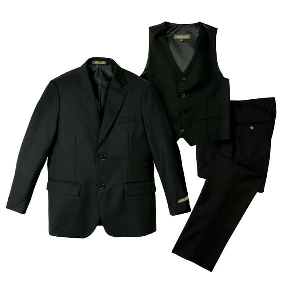 Spring Notion Big Boys' Two-Button Suit Set 2T 3-Piece Black