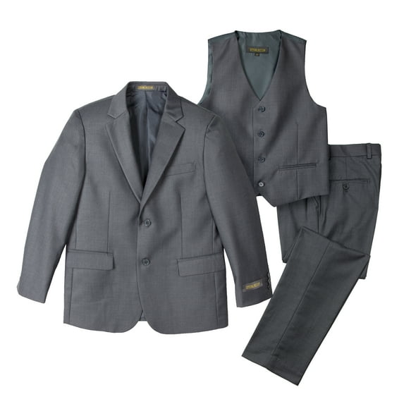 Spring Notion Big Boys' Two-Button Suit Set 4T 3-Piece Charcoal