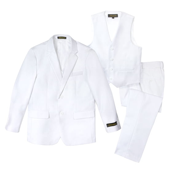 Spring Notion Big Boys' Two-Button Suit Set 7 3-Piece White
