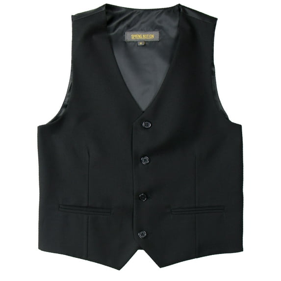 Spring Notion Big Boys' Two Button Suit Vest, Black