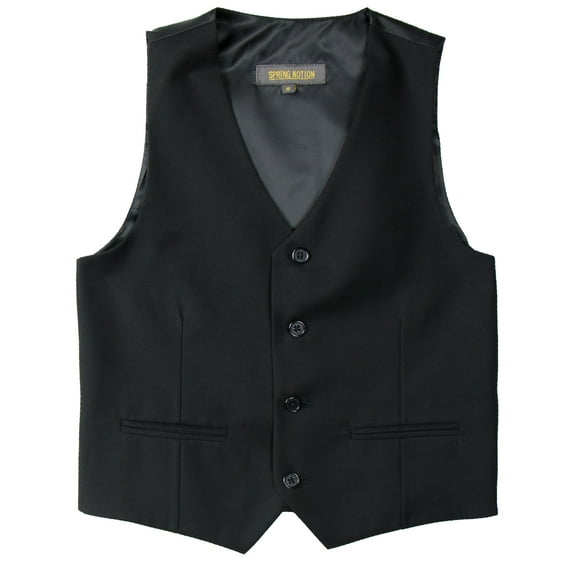 Spring Notion Big Boys' Two Button Suit Vest, Black