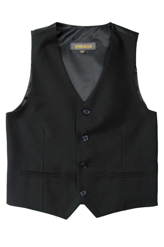 Big Boys' Two Button Suit Vest, Black