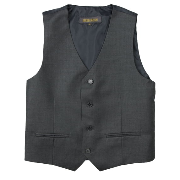 Spring Notion Big Boys' Two Button Suit Vest, Charcoal-B