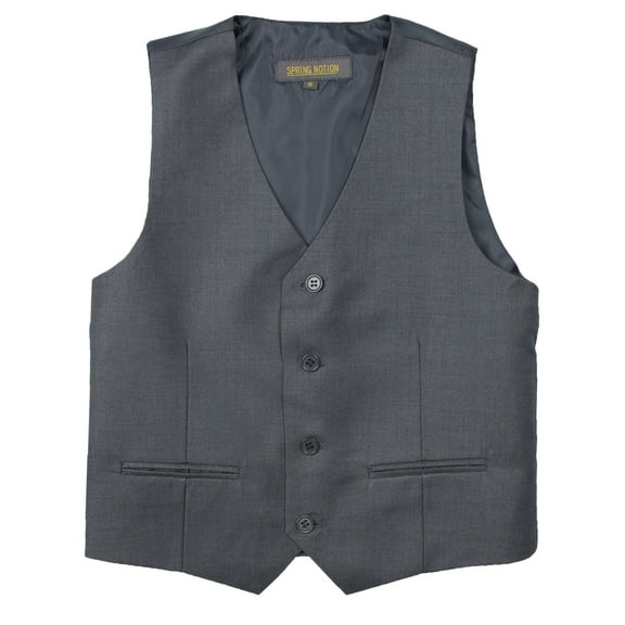 Spring Notion Big Boys' Two Button Suit Vest, Charcoal