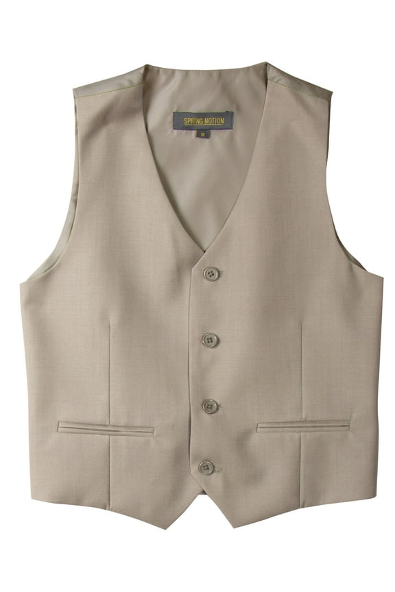 Big Boys' Two Button Suit Vest, Tan