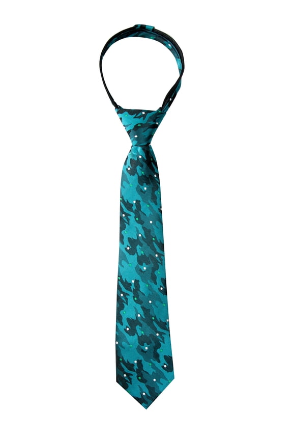 Boy's Dotted Camoflouge Woven Zipper Tie