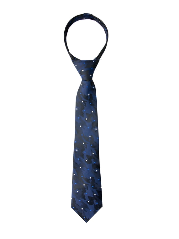 Boy's Dotted Camoflouge Woven Zipper Tie