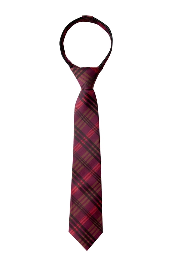 Boy's Plaid Woven Zipper Tie