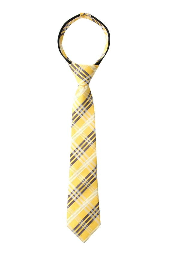 Boy's Plaid Woven Zipper Tie