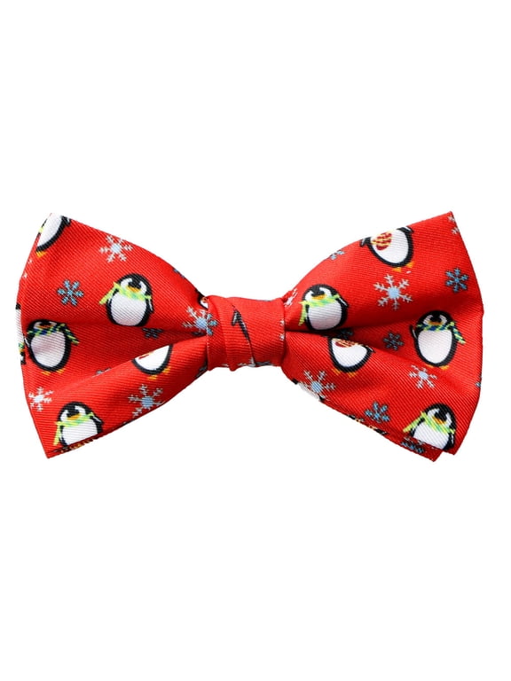 Boy's Printed Microfiber Christmas Theme Bow Tie