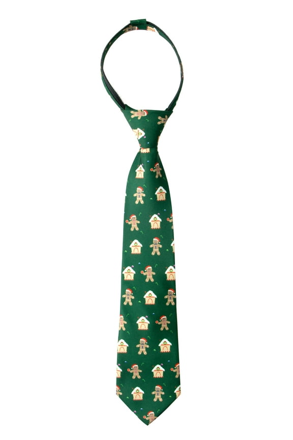 Boy's Printed Microfiber Christmas Theme Pretied Zipper Tie