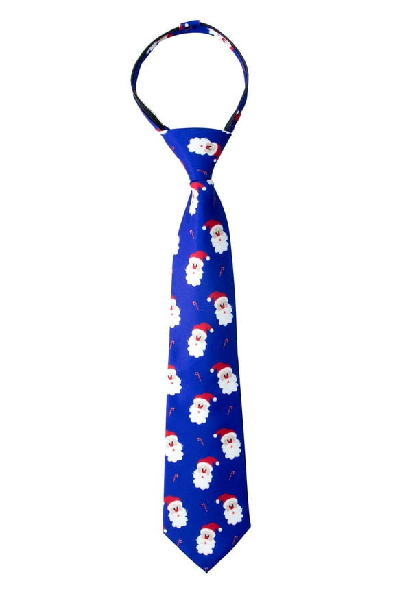 Boy's Printed Microfiber Christmas Theme Pretied Zipper Tie