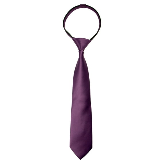 Spring Notion Boy's Solid Color Satin Zipper Tie with Gift Box