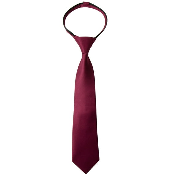 Spring Notion Boy's Solid Color Satin Zipper Tie with Gift Box