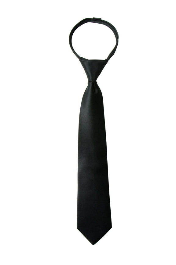 Boy's Solid Color Satin Zipper Tie with Gift Box
