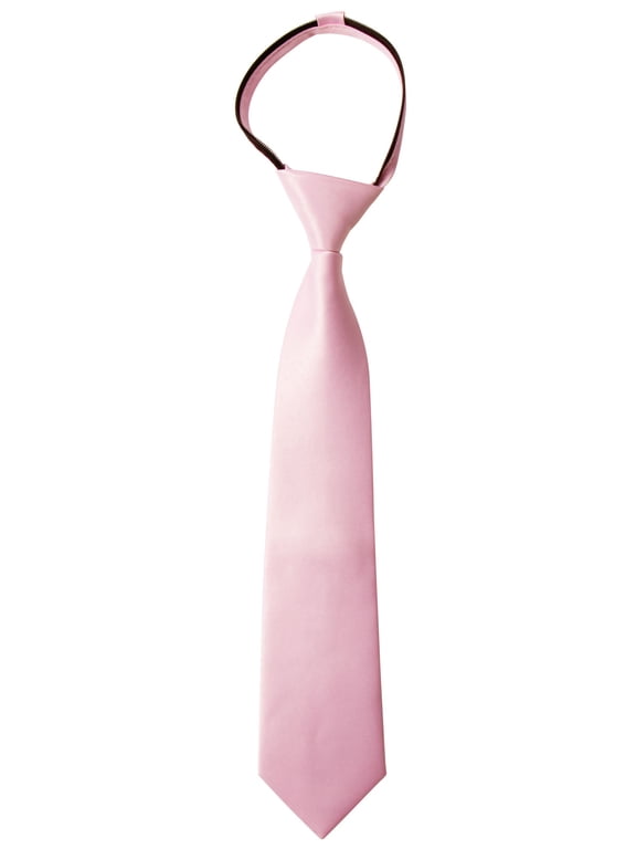 Boy's Solid Color Satin Zipper Tie with Gift Box