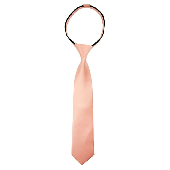 Spring Notion Boy's Solid Color Satin Zipper Tie with Gift Box