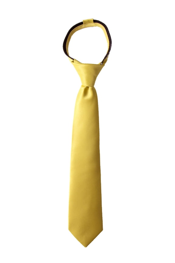 Boy's Solid Color Satin Zipper Tie