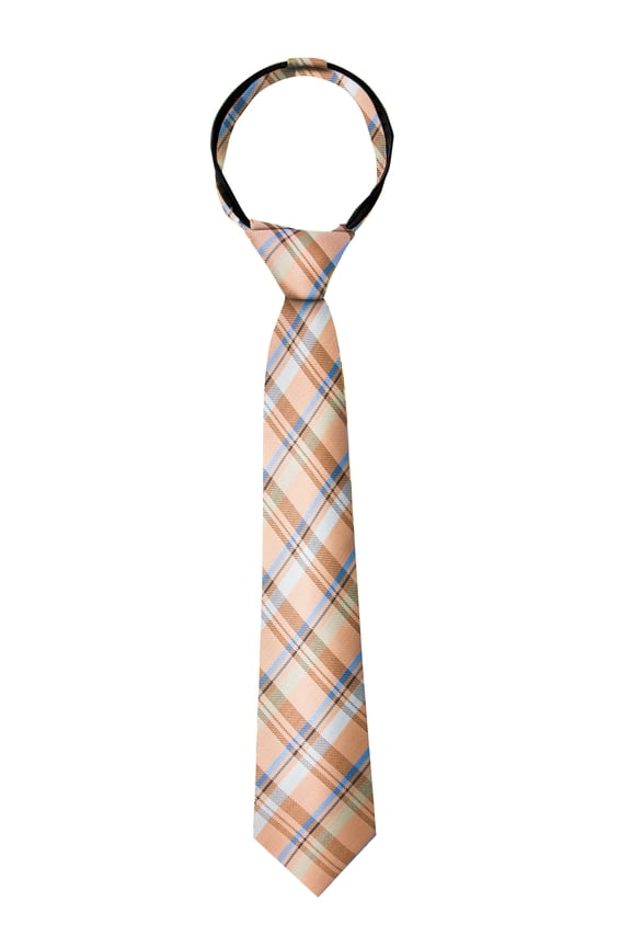 Boy's Tartan Plaid Woven Zipper Tie