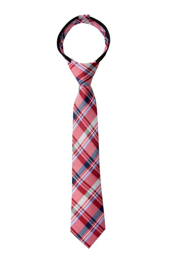 Boy's Tartan Plaid Woven Zipper Tie