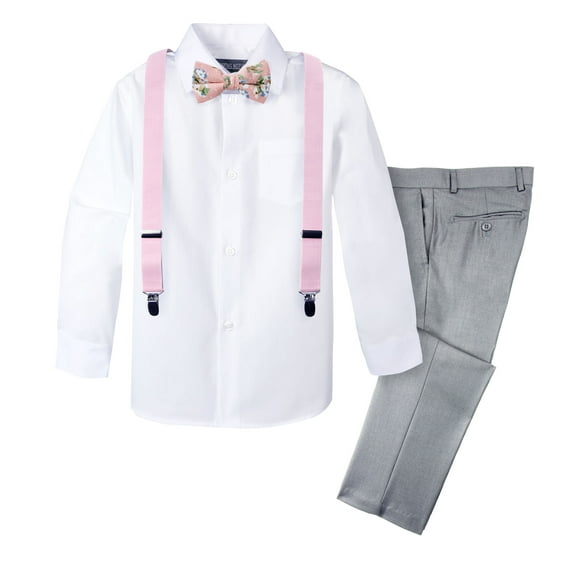 Spring Notion Boys' 4-Piece Floral Suspender Outfit