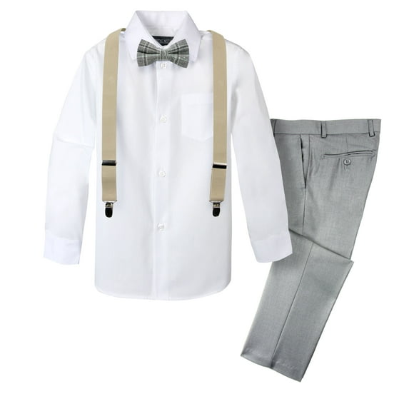 Spring Notion Boys' 4-Piece Plaid Suspender Outfit